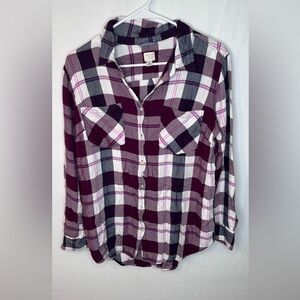 a.n.d. A New Day Women’s Button Down Shirt Long Sleeve Multi Color Western XL